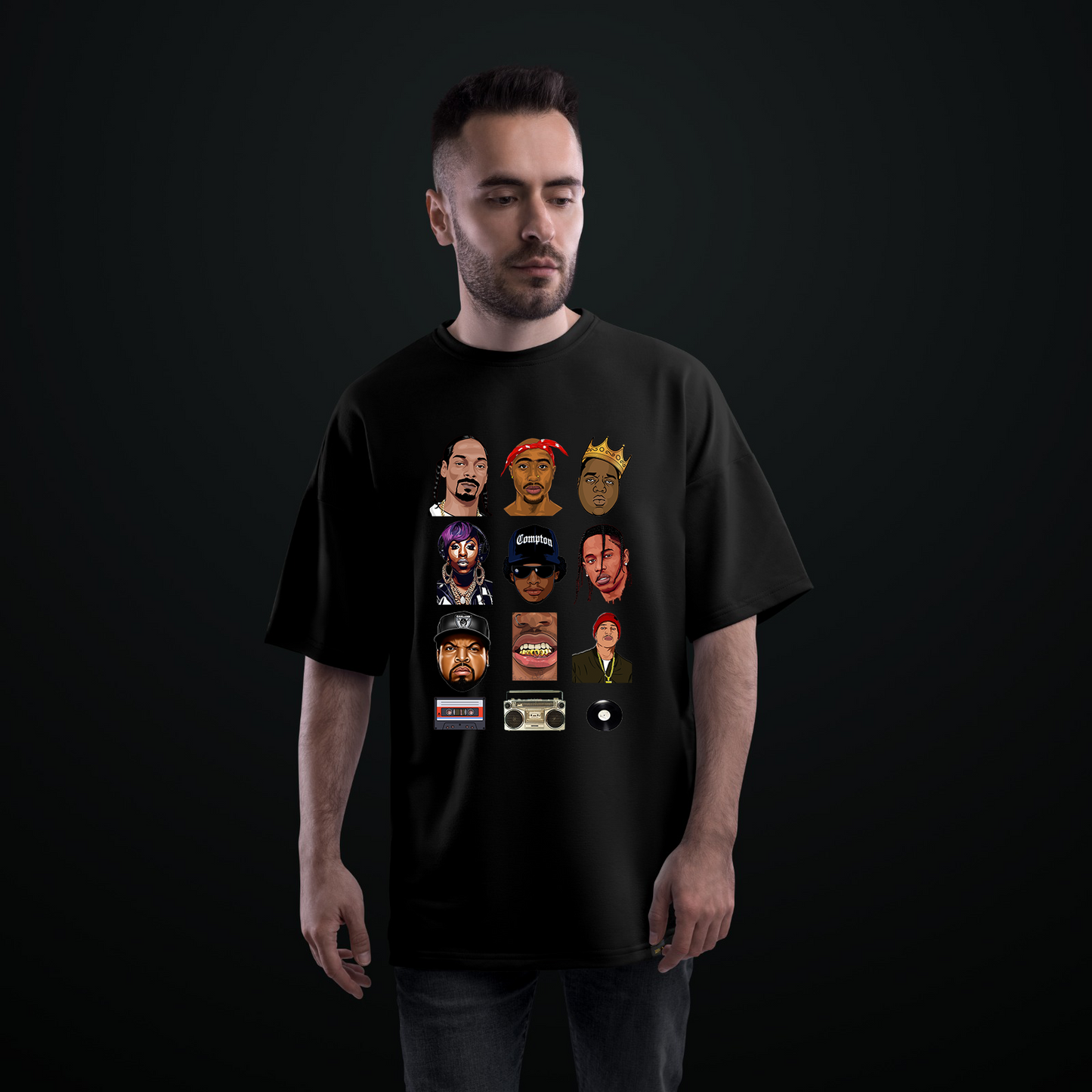 Camiseta oversized Sooul preto RAPPER