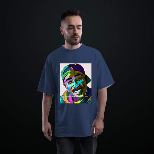 Camiseta oversized Sooul azul 2pac aquarela