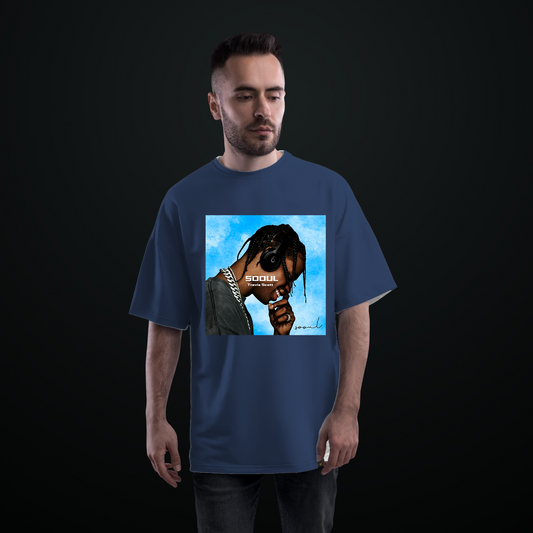 Camiseta oversized Sooul travis scott azul